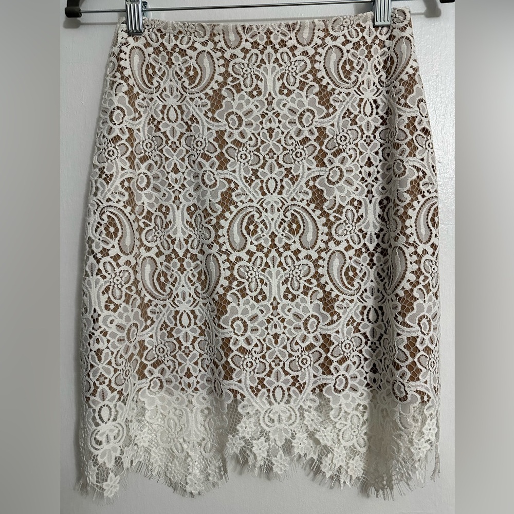 For Love And Lemons White Lace Pencil mini Skirt